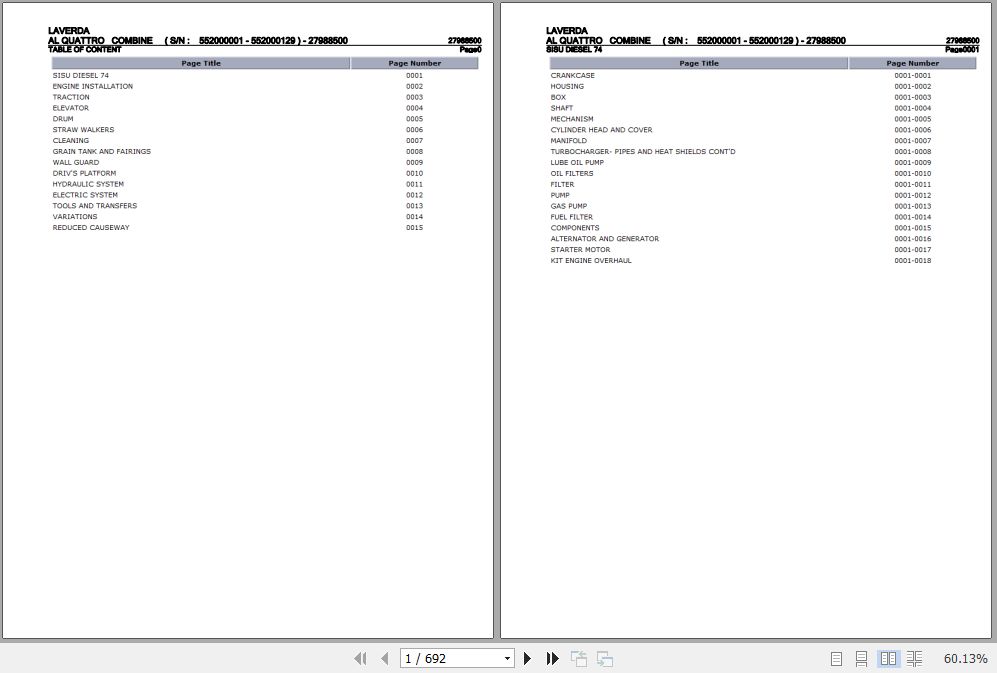 Laverda Combine AL QUATTRO Parts Catalog 27988500 1