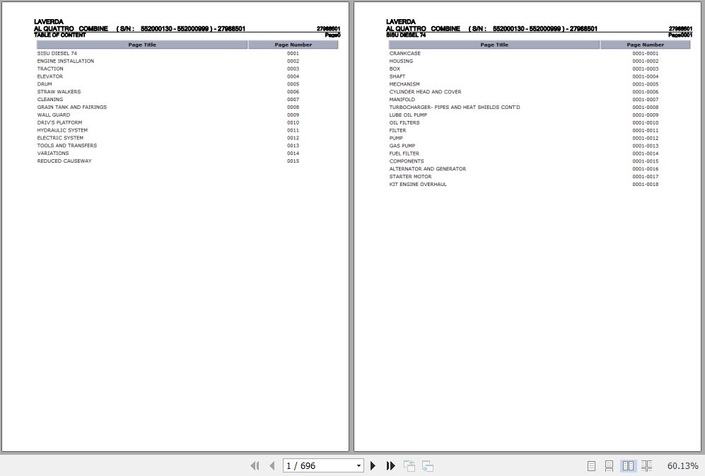 Laverda Combine AL QUATTRO Parts Catalog 27988501 1