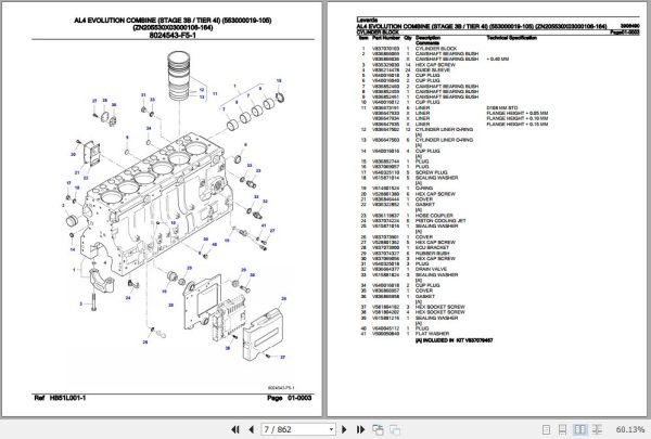 Laverda Combine AL4 EVOLUTION Parts Catalog 3906490 2