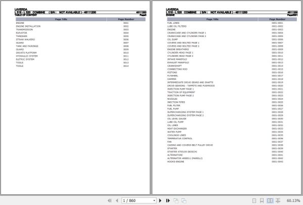 Laverda Combine L 518 L 520 Parts Catalog 46111200 1
