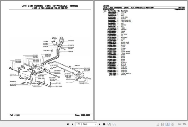 Laverda Combine L 518 L 520 Parts Catalog 46111200 2