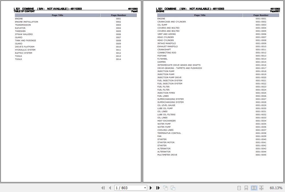 Laverda Combine L 521 Parts Catalog 46110303 1