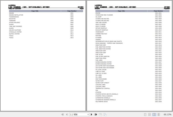 Laverda Combine L 524 Parts Catalog 46110901 1