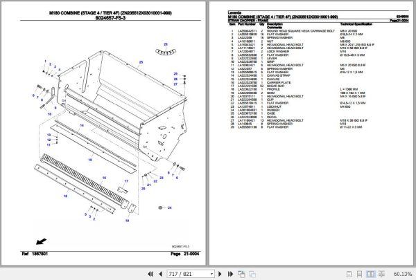 Laverda Combine M180 Parts Catalog 6246500 3