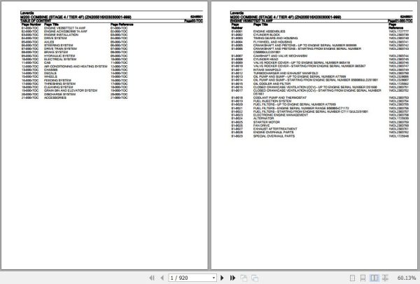 Laverda Combine M200 Parts Catalog 6246501 1