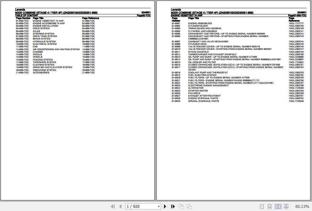 Laverda Combine M200 Parts Catalog 6246501 1