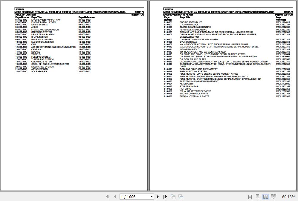 Laverda Combine M300 Parts Catalog 6246170 1