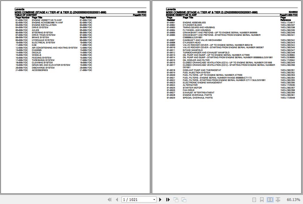 Laverda Combine M300 Parts Catalog 6246502 1