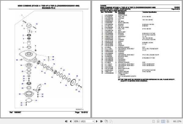 Laverda Combine M300 Parts Catalog 6246502 3