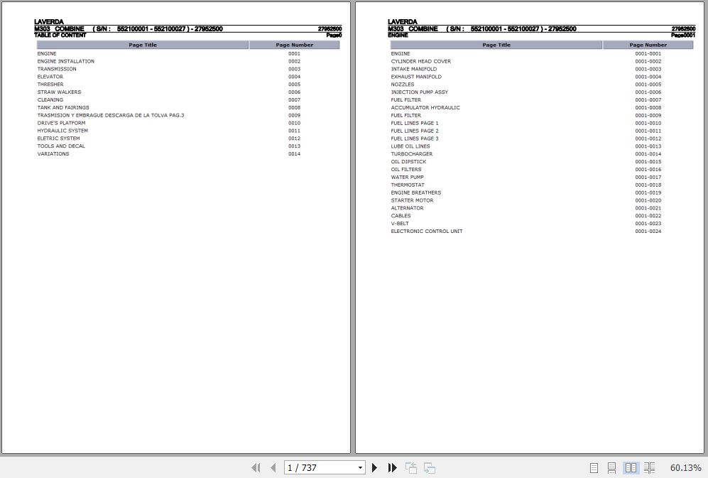 Laverda Combine M303 Parts Catalog 27952500 1