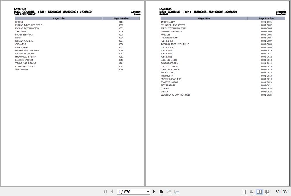 Laverda Combine M303 Parts Catalog 27966500 1