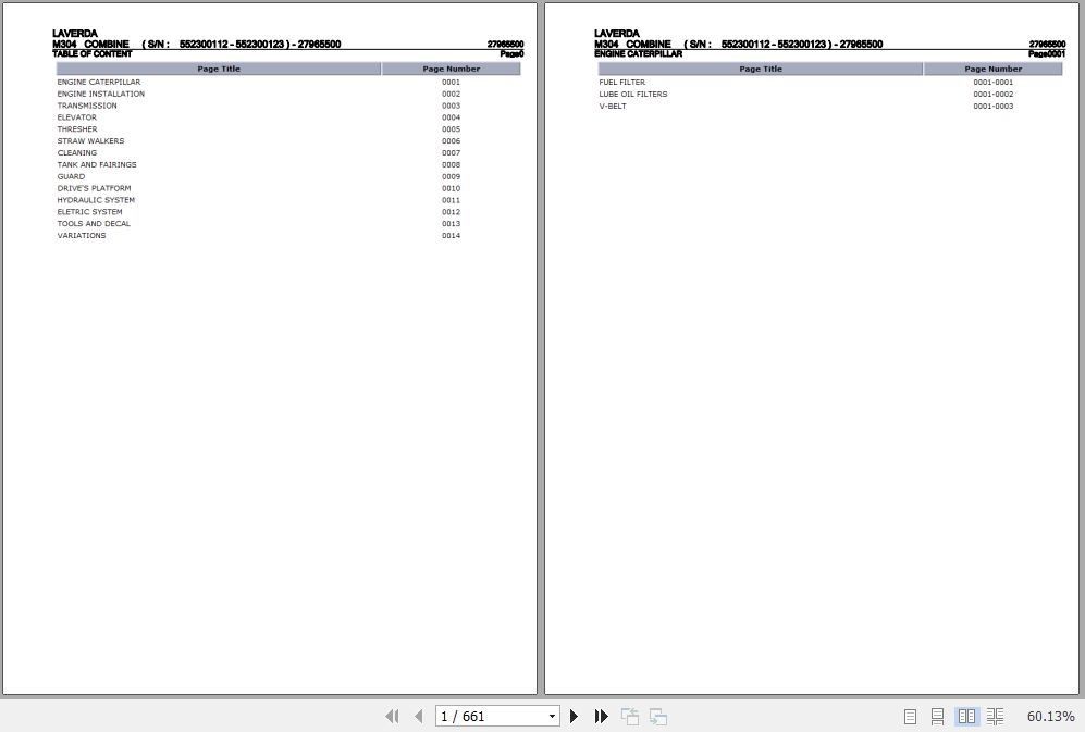 Laverda Combine M304 Parts Catalog 27965500 1
