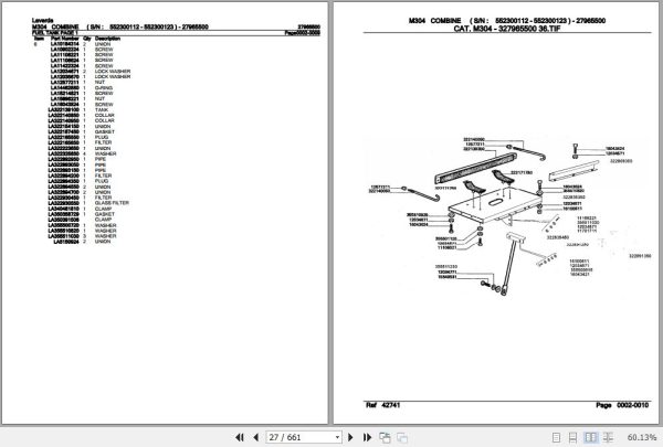 Laverda Combine M304 Parts Catalog 27965500 2