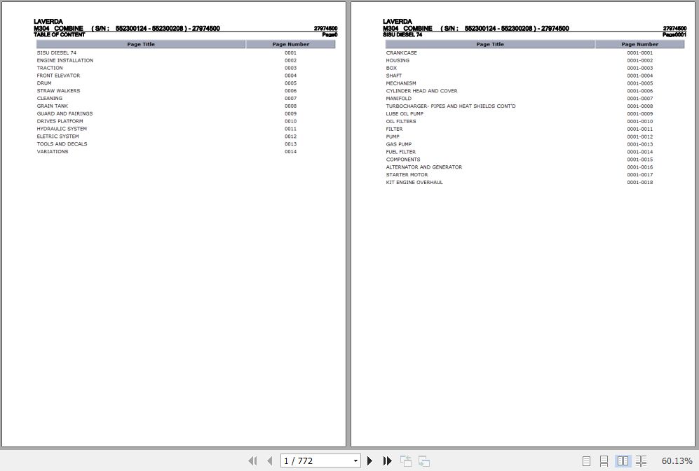 Laverda Combine M304 Parts Catalog 27974500 1