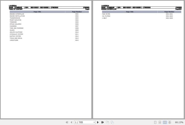 Laverda Combine M305 Parts Catalog 27953500 1