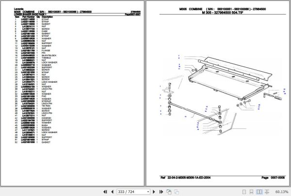 Laverda Combine M305 Parts Catalog 27964500 3