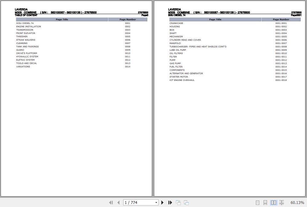 Laverda Combine M305 Parts Catalog 27975500 1