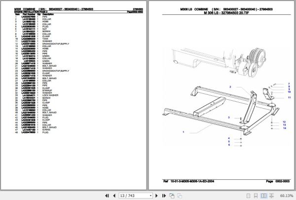 Laverda Combine M306 LS Parts Catalog 27964503 2
