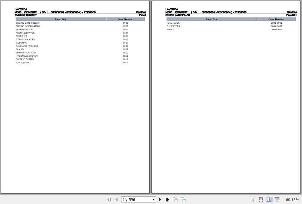 Laverda Combine M306 Parts Catalog 27939500 1