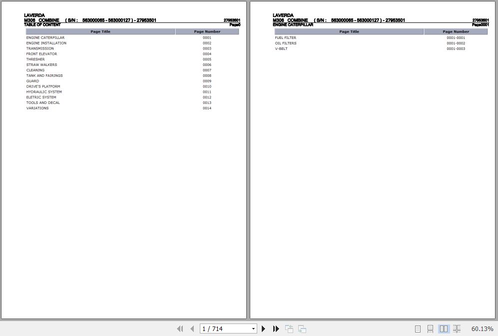 Laverda Combine M306 Parts Catalog 27953501 1