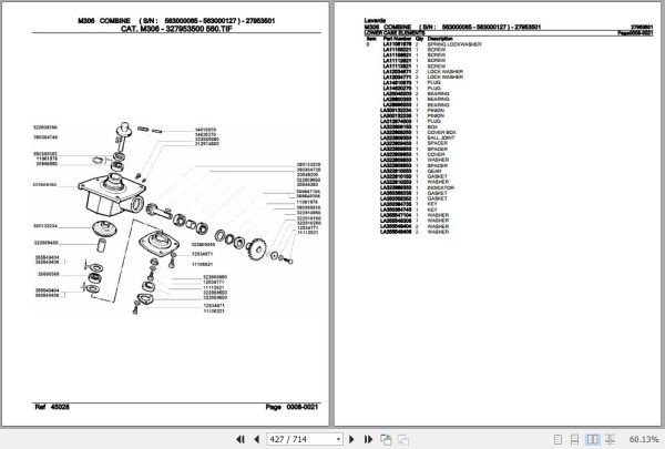 Laverda Combine M306 Parts Catalog 27953501 3