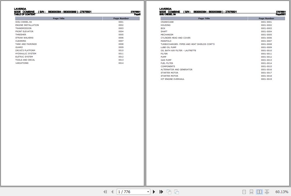 Laverda Combine M306 Parts Catalog 27975501 1