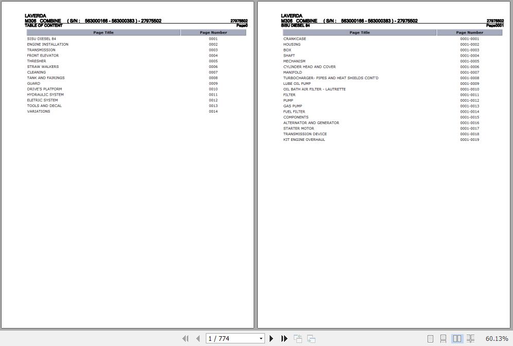 Laverda Combine M306 Parts Catalog 27975502 1