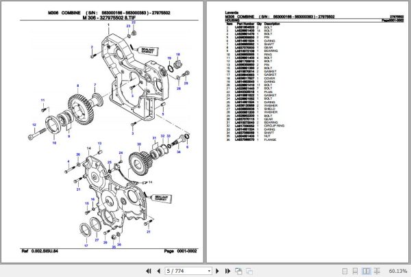 Laverda Combine M306 Parts Catalog 27975502 2