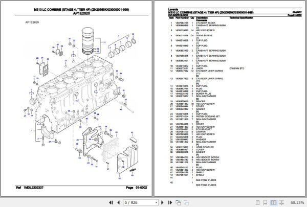 Laverda Combine M310 LC Parts Catalog 6246437 2