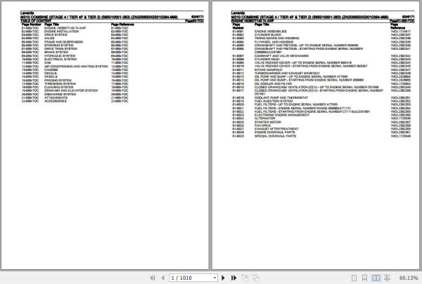 Laverda Combine M310 Parts Catalog 6246171 1
