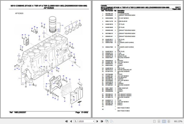 Laverda Combine M310 Parts Catalog 6246171 2