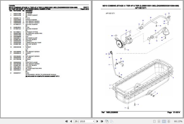 Laverda Combine M310 Parts Catalog 6246171 3