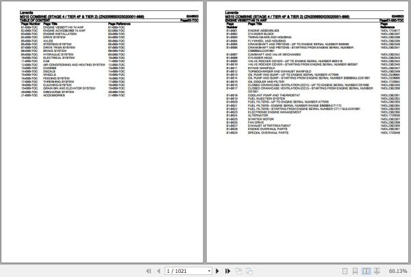 Laverda Combine M310 Parts Catalog 6246503 1
