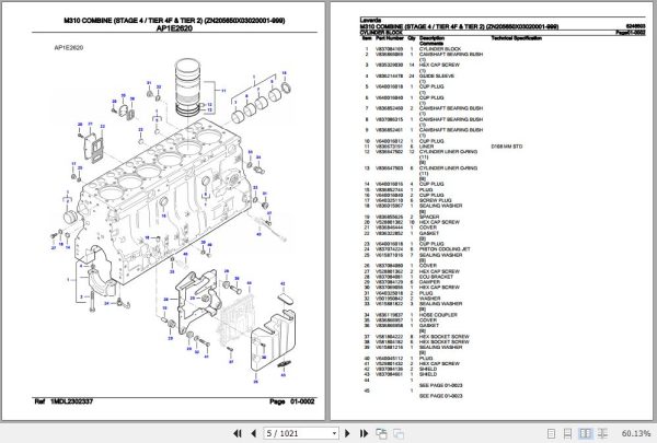 Laverda Combine M310 Parts Catalog 6246503 2