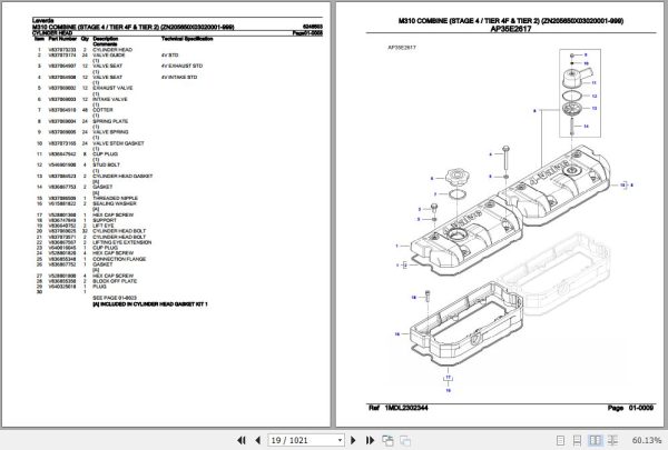 Laverda Combine M310 Parts Catalog 6246503 3