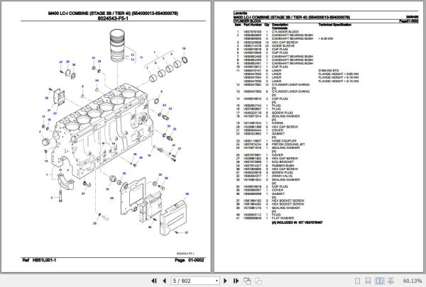 Laverda Combine M400 LC I Parts Catalog 3906485 2