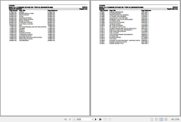Laverda Combine M400 LC I Parts Catalog 3906494 1