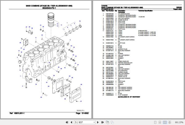 Laverda Combine M400 Parts Catalog 3906493 2