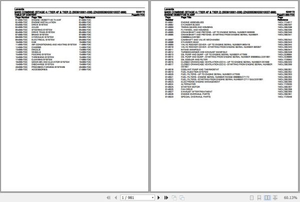 Laverda Combine M400 Parts Catalog 6246172 1