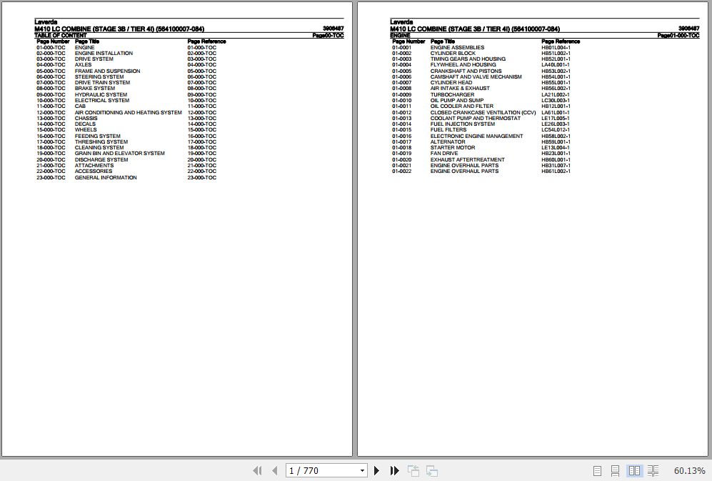 Laverda Combine M410 LC Parts Catalog 3906487 1