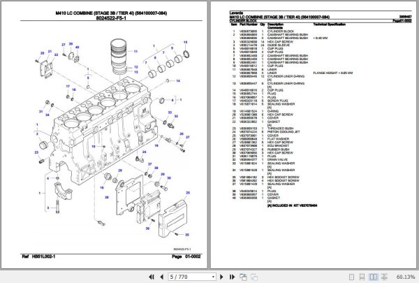 Laverda Combine M410 LC Parts Catalog 3906487 2