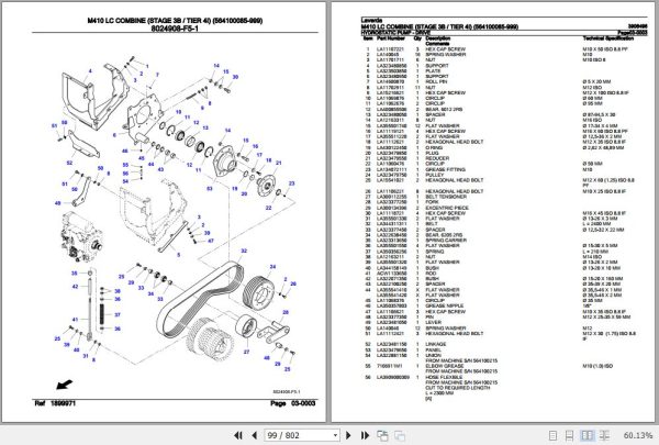 Laverda Combine M410 LC Parts Catalog 3906496 3