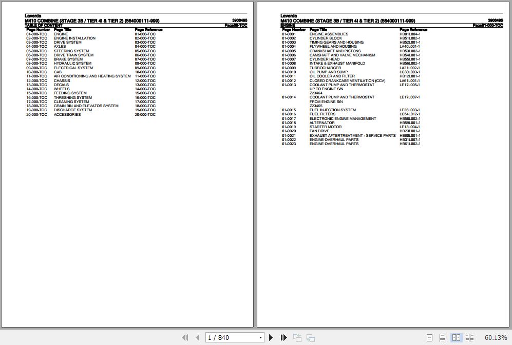 Laverda Combine M410 Parts Catalog 3906495 1