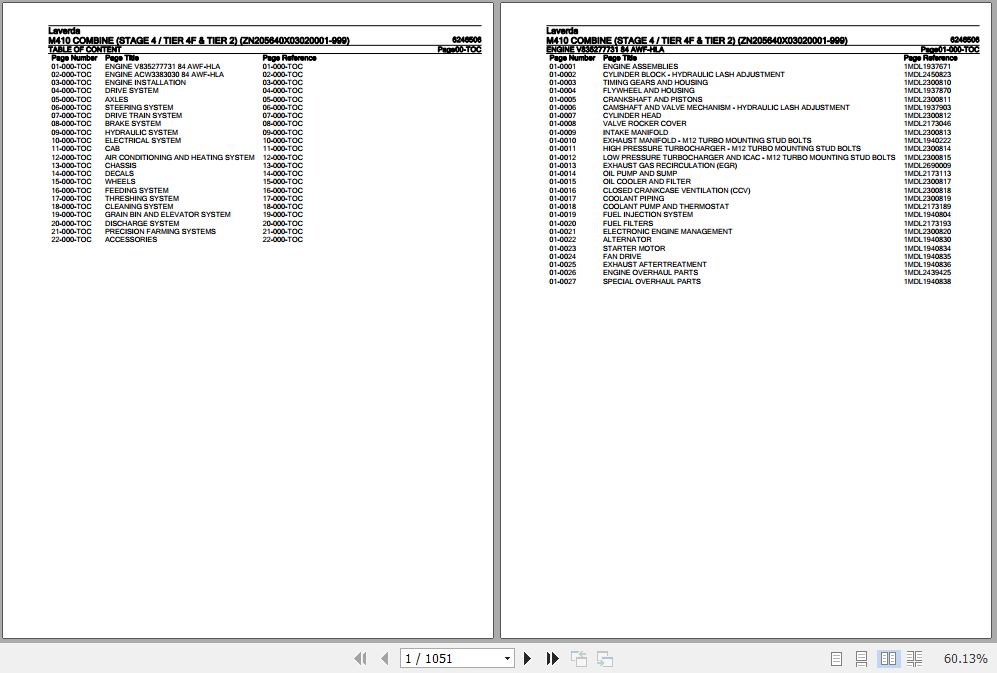 Laverda Combine M410 Parts Catalog 6246506 1