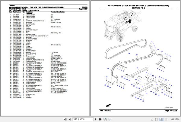 Laverda Combine M410 Parts Catalog 6246506 2