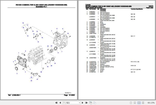 Laverda Combine REV200 Parts Catalog 3906479 2