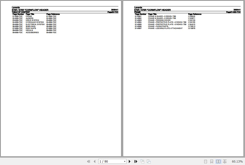 Laverda Cornflow Header 670R 675R Parts Catalog 3906441 1