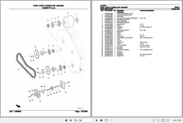 Laverda Cornflow Header 670R 675R Parts Catalog 3906441 2