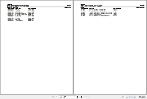 Laverda Cornflow Header 870F 875F Parts Catalog 3906450 1