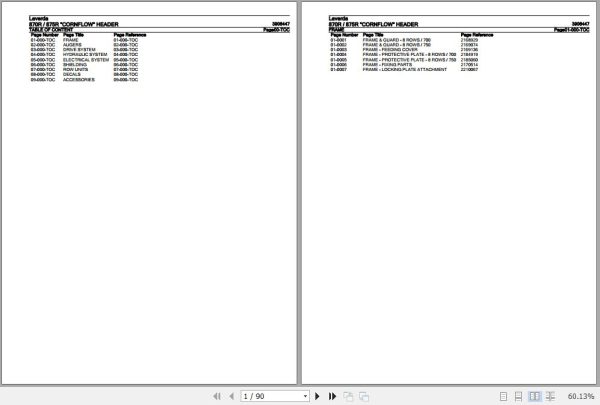 Laverda Cornflow Header 870R 875R Parts Catalog 3906447 1